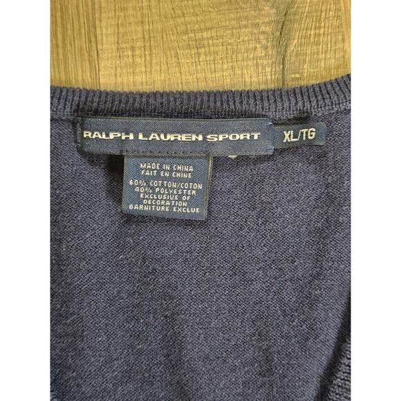 Ralph Lauren Sport Men's Cotton Sweater Size XL Vintage Preppy V-Neck - Picture 3 of 7